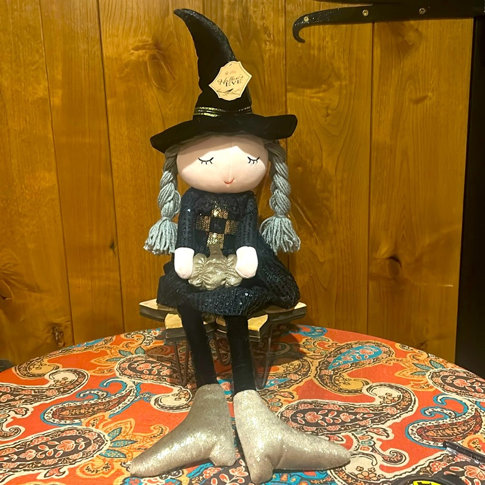 NWT Halloween Black Witch Soft Doll 24”